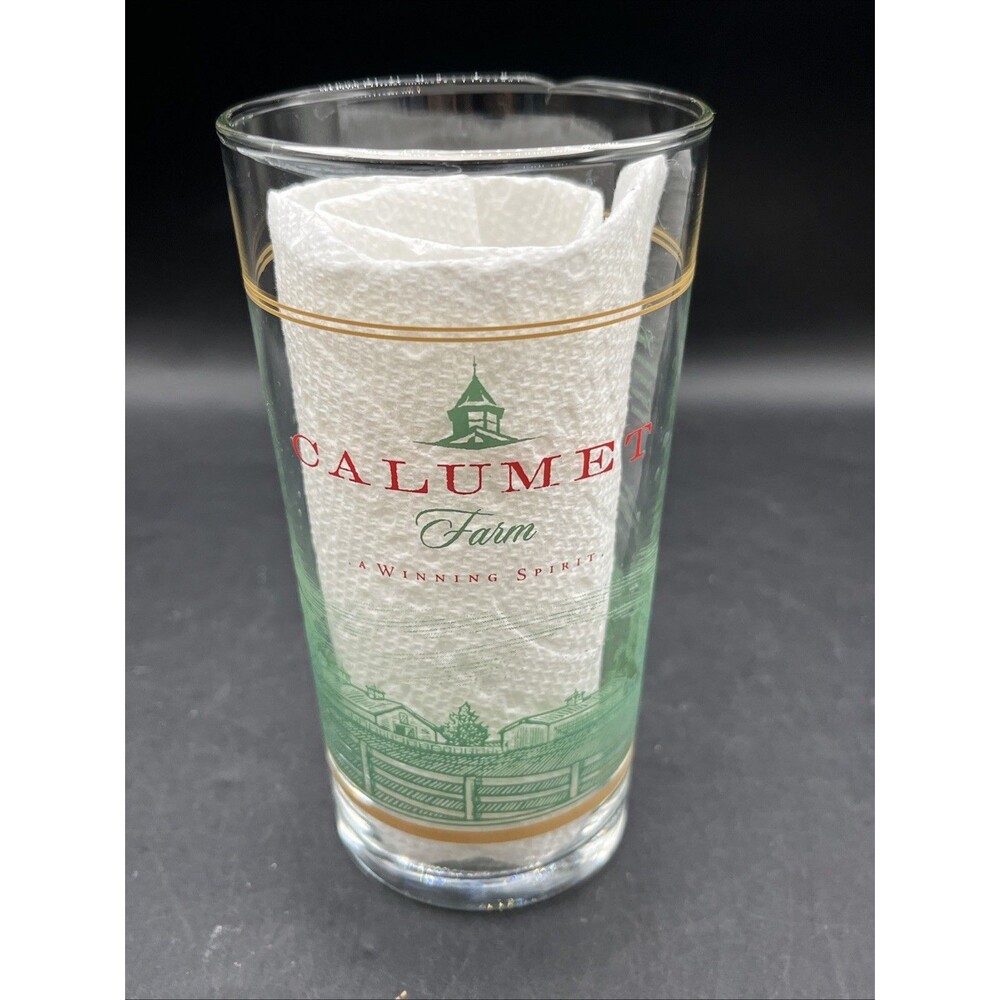 Calumet Farms Highball Glass A Winning Spirit Horse Racing Stallion Breeder 12oz